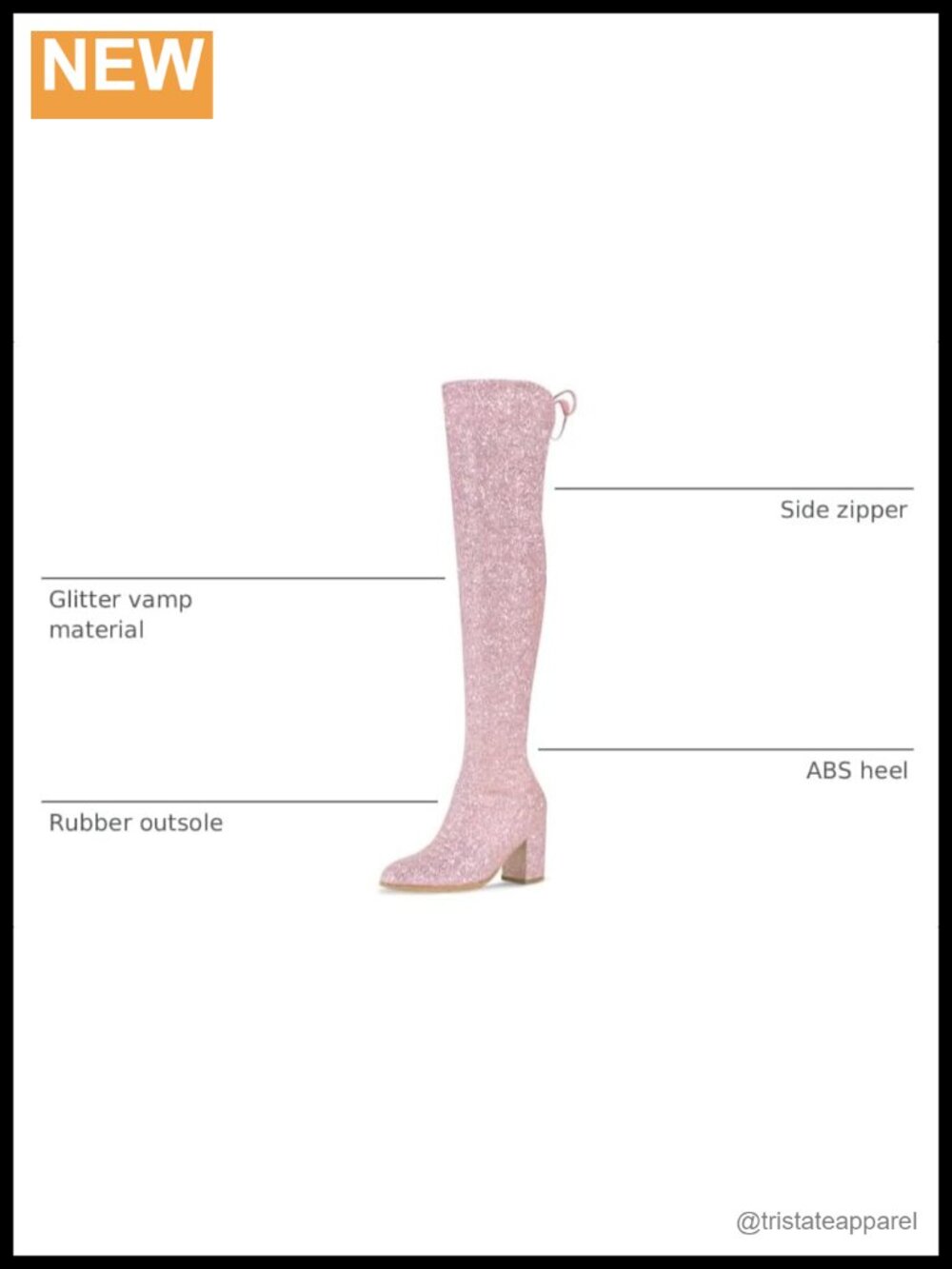 Over the Knee Glitter Chunky Heel Boots Round Toe Lace Up - Picture 2 of 5